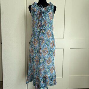 NWT Blue Boho Sleeveless Sheer Dress w/Slip Lining by JohnPaulRichard   Sz M